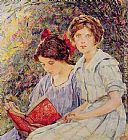 Girls Canvas Paintings - Two Girls Reading